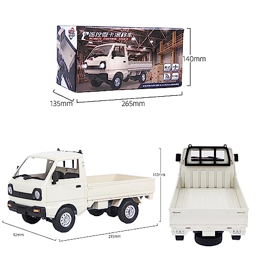WPL D12 RC Truck 1/10 RC Drift Pickup Truck with 3 Batteries | 2.4G full scale off-road crawler, equipped with three upgraded 1200mAh batteries - color: Wpl D12