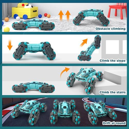 ZMMB 8 Wheel RC Stunt Car with Gesture Control, Spray & LED Lights, Double-Sided Off-Road Vehicle for Boys & Girls Ages 6-14, Ideal Christmas & Birthday Gift - color: 8 Wheel Rc Stunt Car