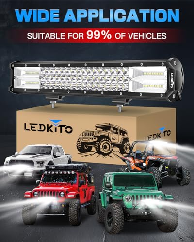 20Inch LED Light Bar with Wiring Harness Kit Spot Flood Combo Beam | 16AWG 280W LED Off Road Driving Work Lights Bar with 3PIN Rocker Switch for Je-ep Truck Pickup Golf Car Tractor SUV Golf Cart - size: 20 Inch LED Light Bar with Wiring Harness Kit