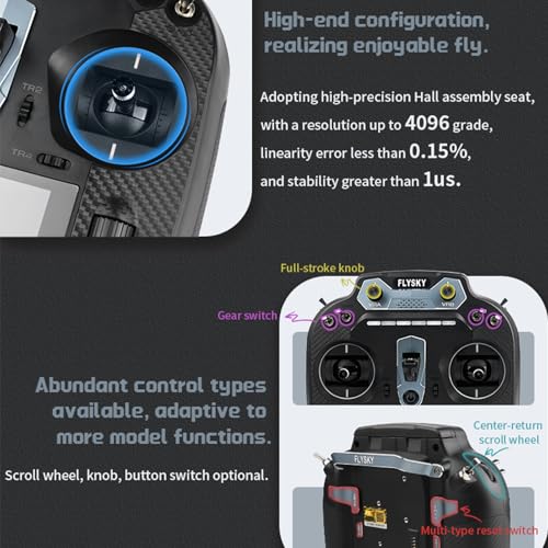 GoolRC Flysky FS-ST16 2.4GHz 16CH Radio Transmitter with FS-SR8 Receiver, 3.5 Inch IPS Screen Dual Antenna Remote Controller with Receiver for RC Car Boat Airplane (Left Hand Throttle)