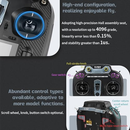 GoolRC Flysky FS-ST16 2.4GHz 16CH Radio Transmitter with FS-SR8 Receiver, 3.5 Inch IPS Screen Dual Antenna Remote Controller with Receiver for RC Car Boat Airplane (Left Hand Throttle)