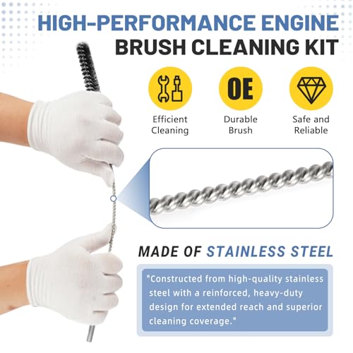 12 Pcs 61820 Car Engine Cleaning Detailing Brush Kit - Motor Engine Alternators Bay Stainless Steel Wire Brass Nylon Polishing and Cleaning Brush Set Tool
