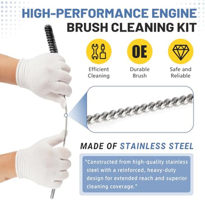 12 Pcs 61820 Car Engine Cleaning Detailing Brush Kit - Motor Engine Alternators Bay Stainless Steel Wire Brass Nylon Polishing and Cleaning Brush Set Tool