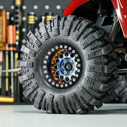 INJORA 1.9" 150g Brass & Aluminum -10mm Offset Wheels for 1/10 RC (Rainbow) - color: Rainbow