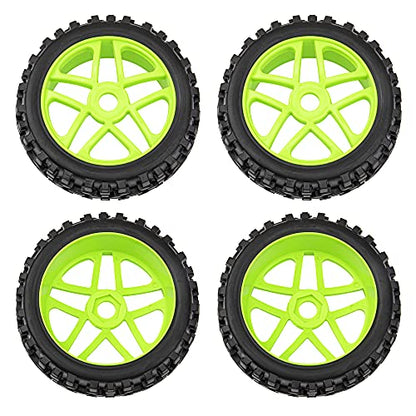 17mm Hub 4.52''OD Rubber Tires & Plastic Wheel Rim with Foam Compatible with 1/8 Scale Arrma Python HSP Redcat Kyosho ExceedRC Traxxas Losi HPI XTR Badlands Off-Road RC Buggy (Green)