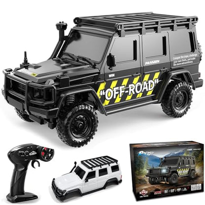 ARRIS 1/43 Micro Desktop RC Crawler 4WD with Full Proportional Control | App Control, Independent Suspension, Two Body Shells, LED Lights, Mini Off-Road Fun - color: Black