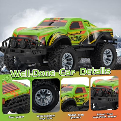 Remote Control Cool Off-Road Vehicle Truck, 2.4GHz RC Car with LED Lights, 1:20 Scale Off-Road Vehicle, Red RC Truck,Remote Control car from a Long Distance,Gifts for Children (Green) - color: Green