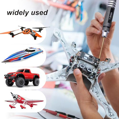 HobbyPark 1.5mm 2.0mm 2.5mm 3.0mm Hex Screw Driver Set Titanium Hexagon Screwdriver Wrench Tool Kit for RC Multi-Axis FPV Racing Drone RC Quadcopter Helicopter RC Car Models, 4PCS