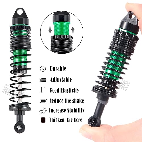 Full Aluminum Big Bore RC Shocks Absorber Damper Upgrades Part for 1/10 Slash/Stampede/Rustler/Bandit VXL 4X4 2WD,Front Rear Assembled Full Metal Shocks,4PCS Green - color: Green/4pcs