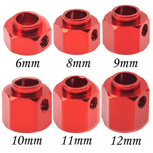 ShareGoo Aluminum RC 12mm Hex Extended Wheel Hex Hub Extension 12mm Offset Spacers Compatible with Traxxas TRX4 TRX6 1/10 RC Crawler (12mm, Red) - color: Red, size: 12mm