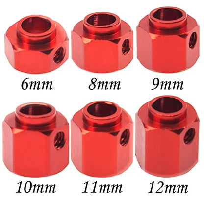 ShareGoo Aluminum RC 12mm Hex Extended Wheel Hex Hub Extension 12mm Offset Spacers Compatible with Traxxas TRX4 TRX6 1/10 RC Crawler (12mm, Red) - color: Red, size: 12mm