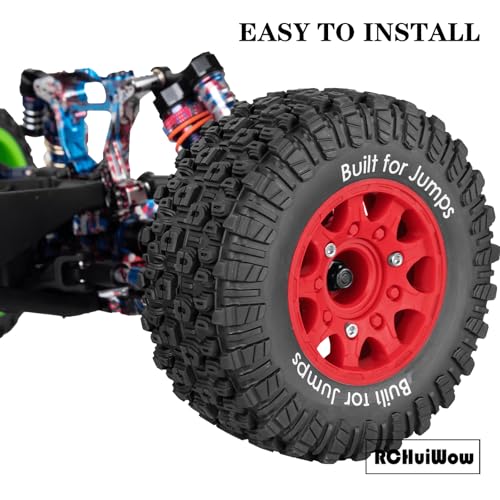 12mm/14mm/17mm Hex RC Tires for 1/10 RC Scale Truck Slash 2WD 4×4 Senton Axia1 L0S1 Red cat Rc 4wd,1/10 Short Course Truck Tires w/Foam Inserts,4PCS,Red - color: Red(4pcs)