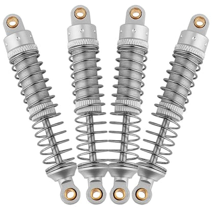 4PCS 53mm/59mm/66mm Aluminum Shocks Absorbers Oil Threaded Damper for 1/18 RC Crawler TRX4M TRX-4M Bronco Defender K10 Upgrade Parts,Silver Color Spring (66mm silver) - color: 66mm silver