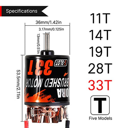 INJORA 540 Brushed Motor Waterproof 5-Slot 33T for 1/10 Scale RC Model Car Crawler Truck Buggy (INM10) - size: 33T
