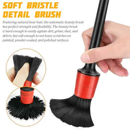 5PCS Car Detailing Brush Set, Ultra Soft Bristle No Scratch Vehicle Air Vent Dust Cleaning Brush, Automotive Interior Exterior Cleaner Tool Kit, Universal for Most Vehicles - size: 5PCS