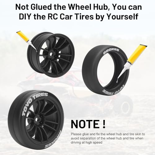 12mm RC Drift Tires and Wheels, daitoku 1/10 RC Rally Racing Tires for Tamiya Traxxas HPI KYOSHO XV02 XV01 TT01 TT02 PTG2 A959 - Style D (Black) - color: Black