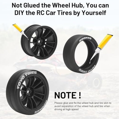 12mm RC Drift Tires and Wheels, daitoku 1/10 RC Rally Racing Tires for Tamiya Traxxas HPI KYOSHO XV02 XV01 TT01 TT02 PTG2 A959 - Style D (Black) - color: Black