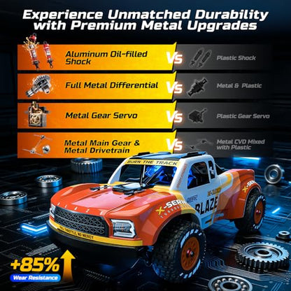 DEERC 1205 1/14 Brushless RC Car for Adults,Remote Control Drift Truck | Off-Road RC Truck,Max 43 mph,Waterproof Monster Truggy,4x4 All Terrain RC Drift Car for Boys 8-12,3S Lipo Compatible - style: 1/14 Red
