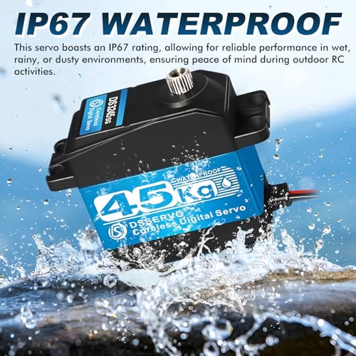 45KG Servo 1/10 Steering Servo High Torque Coreless RC Steering Servo Motor with Stainless Steel Gear Waterproof for 1/8, 1/10, 1/12 Scale Cars and DIY Projects (DS3245SG-180 Rotation) 5V-8.4V