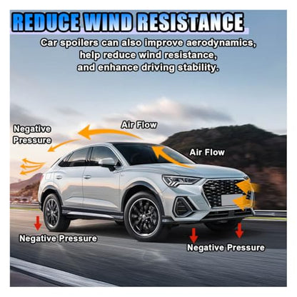 Car Rear Spoiler Roof Lip Kit, Rubber Trunk Spoiler Trim Strip Cool Car Decoration, Universal Punch-Free Vehicle Exterior Accessory Sticker (Bright Black)