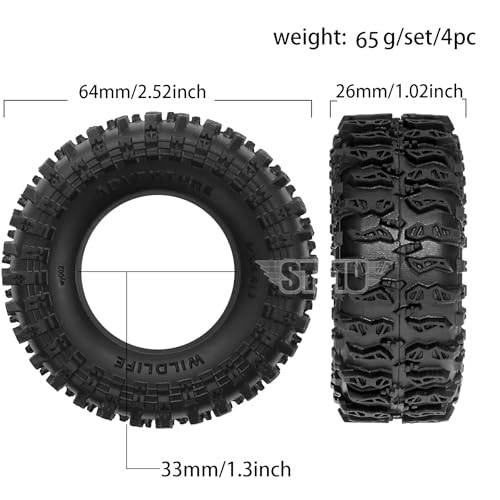 STMU 1.3'' RC Crawler Tires for 1/18 1/24 TRX4M SCX24 FCX18 FCX24 RC Crawler Car (Tires) - color: Tires
