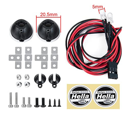 Que-T 2pcs Round Light Headlight Spotlight for 1: 10 RC Trx4 TRX6 SCX10 90046 RC Car
