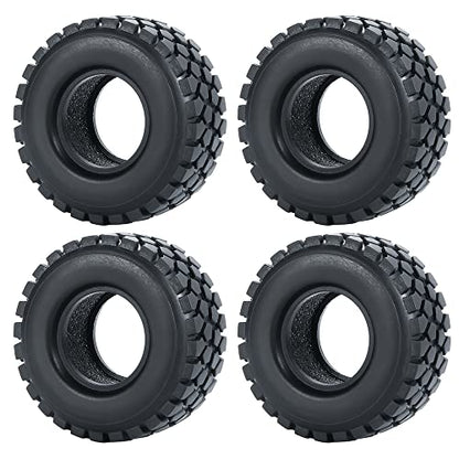 RCLIONS 4pcs Rubber Micro 1" RC Wheel Tyres Tires with Foam Insert for All 1/24 Axial SCX24 Deadbolt JLU Dodge Gladiator RC Crawler Truck Car (54mm) - size: 54mm