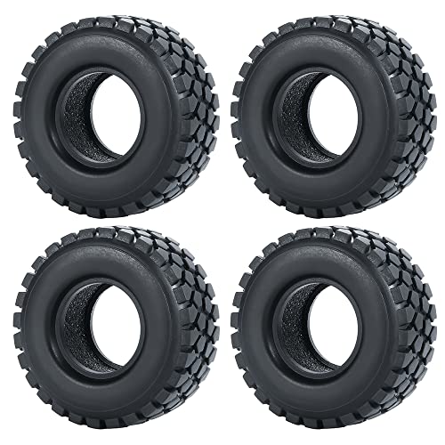 RCLIONS 4pcs Rubber Micro 1" RC Wheel Tyres Tires with Foam Insert for All 1/24 Axial SCX24 Deadbolt JLU Dodge Gladiator RC Crawler Truck Car (54mm) - size: 54mm