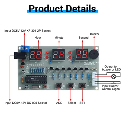 MiOYOOW 6-Digit Clock Soldering Practice Kit, DIY PCB Digital Alarm Clock Soldering Project Beginners Electronic Learning Kits for College High School Education - color: 6 Digit Clock Kit(0.56 Inch)