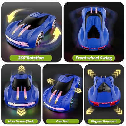 Dwi Dowellin Gesture Sensing RC Stunt Car,Drift Remote Control with Light Spray & Music - Boys Toys Age 6-8-12, Cool Birthday Gifts for Kids Age 7 8 9 10 11 12 Years Old(Blue) - color: Blue