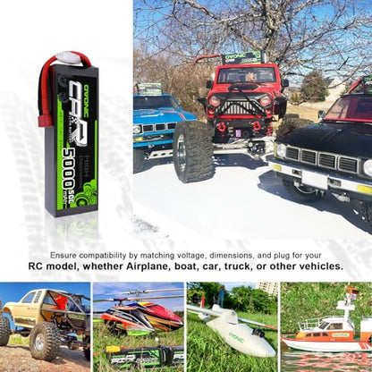 OVONIC 7.4V Lipo Battery 5000mAh 50C 2S Lipo Battery Pack HardCase with Dean-Style T Plug for RC Car Bigfoot Arrma Axial Losi Slash Buggy and Monster Truck - size: 1pcs