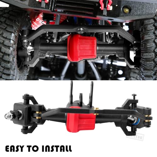 Axles Front Rear Axle w/Steering Servo Mount Upgrades Part for 1/18 TRX4M,Complete Axles Front Rear Axle,Black Red - color: Black Red - Portal Axles