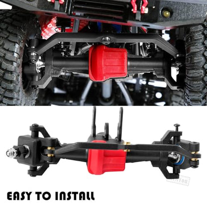 Axles Front Rear Axle w/Steering Servo Mount Upgrades Part for 1/18 TRX4M,Complete Axles Front Rear Axle,Black Red - color: Black Red - Portal Axles