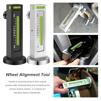 Camber Alignment Tool, Adjustable Magnetic Caster Pillar Gauge Professional Tire Repair Tool, High Precision Camber Strut Wheel Alignment Instrument for Car Truck RV (Black) - color: Black