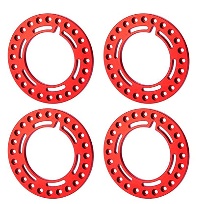 4pcs Aluminum 1.9inch RC Beadlock Wheel Rim Replacement Ring for 1/10 RC Crawler Car 1.9" Wheels/Rims (Red) - color: Red