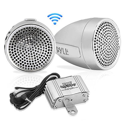 Pyle 300 Watt Weatherproof Motorcycle Speaker and Amplifier System w/ Two 2.25 Inch Waterproof Speakers, AUX IN- Handlebar Mount ATV Mini Stereo Audio Receiver Kit Set - Also for Marine Boat - PLMCA60