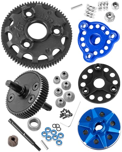 RC 48P 76T Spur Gear &Transmission Gear &Slipper Clutch &Pressure Plate &Slipper Rebuild Kit w/ 25+27T Pinions Upgrades Part for 1/10 Slash/Rustler/Stampede/Bandit 2WD VXL,Navy Blue - color: Navy Blue(for 2wd)