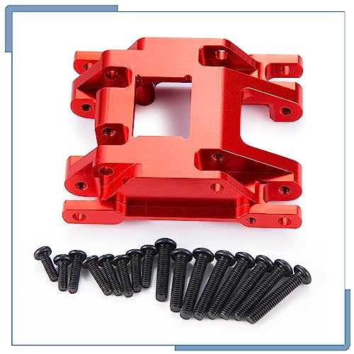 RC Skid Plate RC Transmission Mount Center Gearbox Base for TRX4M Upgrades 1/18 Scale RC Crawler Car, Red - color: Red