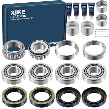 XiKe 4 Sets Boat Trailer Wheel Bearings LM11949 LM11910 | Trailer Hub Kit Fits for 3/4" Axles, Includes 11174TB Seal, OD 1.78" Dust Cover, Cotter Pin - size: LM11949/10 + Seal ID 1.125'', style: Pack 4 Set
