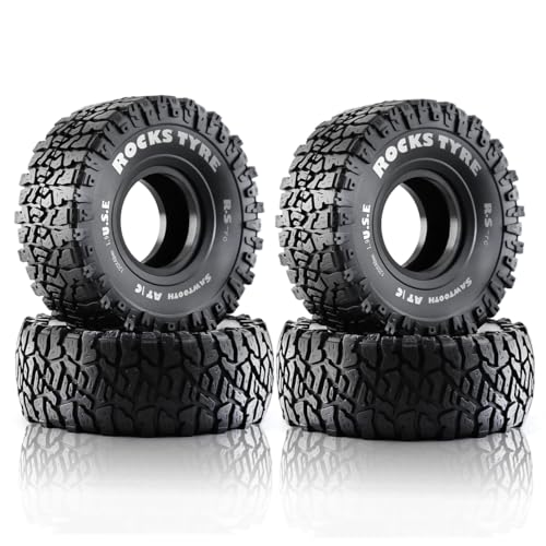 1.9 RC Crawler Tires With Foam Insert Rubber Mud Tyres 120mm For 1/10 RC Crawler Car Axial SCX10 90046 AXI 03007 TRX4 Tamiya CC01 Redcat Gen8 RC4WD 1.9 inch Beadlock Wheel Rims 4PCS