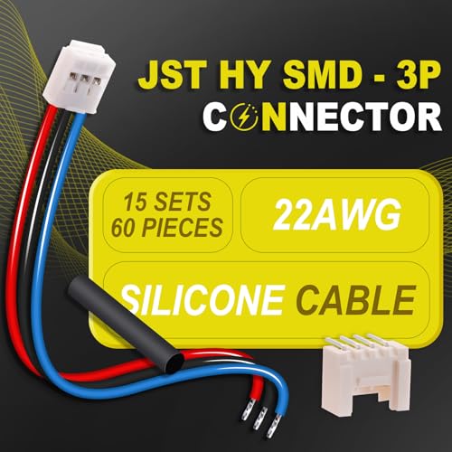 15Sets/60Pcs JST HY SMD 2.0mm 3Pin 22AWG Silicone Connector Kit | Premium Automotive Wiring, Heavy Duty Terminals, Reliable Circuit Board, High Temperature Housing, Easy Project Assembly - size: 3-Pin, style: JST-HY-SMT
