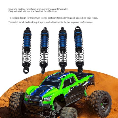 Jiawu 60mm Shocks Absorber for K10 1/18 RC Crawler, Aluminum Alloy Threaded with Nylon Shaft Ends, RC Crawler Upgrade Parts Replacement (Blue)