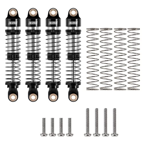 INJORA 53mm Aluminum Threaded Oil Shocks for 1/18 TRX4M, Black Silver - color: Black