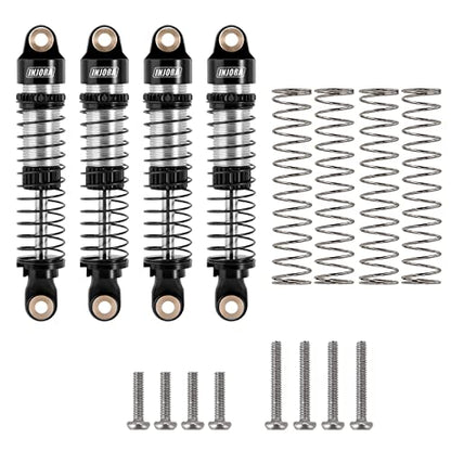 INJORA 53mm Aluminum Threaded Oil Shocks for 1/18 TRX4M, Black Silver - color: Black