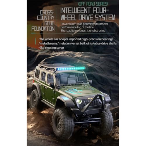 1/16 Scale Full Proportional RC Crawler – 4WD All-Terrain Crawling Off-Road Truck with Metal Chassis and RGB LED Lights, RC Cars for Adults - color: Yellow