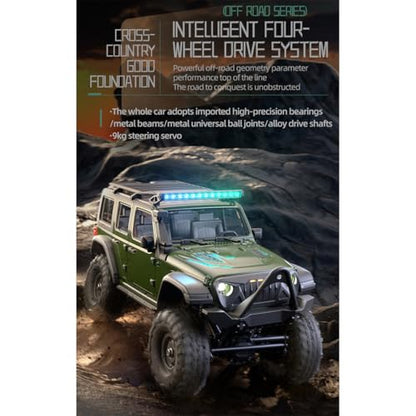 1/16 Scale Full Proportional RC Crawler – 4WD All-Terrain Crawling Off-Road Truck with Metal Chassis and RGB LED Lights, RC Cars for Adults - color: Yellow