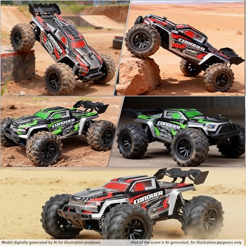 RC Cars 1:16 Remote Control Car 50 KMH High Speed Fast 4WD RC Truck for Kids Adult Boy Toys 2.4 GHz All Terrains RC Buggy Off-Road Drift RC Monster Trucks with 2 Rechargeable Batteries (Red) - color: 140-red-2