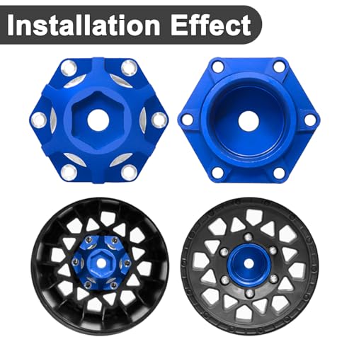 4Pcs Wheel Hex Hub Adapters Aluminum Wheel Spacers for All 1/10 RC Car Truck SCX10 TRX4 Slash Rustler Stampede Granite (Blue) - color: Blue