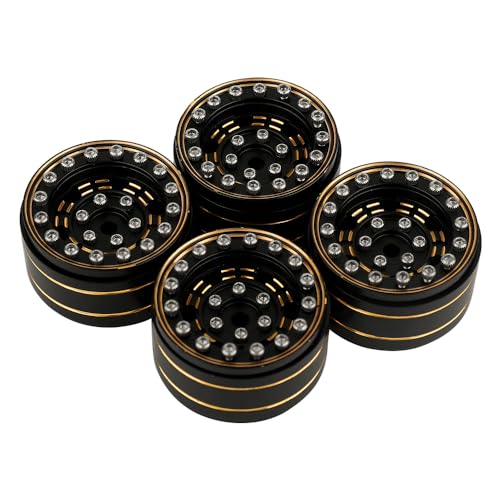 1.0 Brass Beadlock Wheel Rims 4PCS Wheels for All 1/24 Scale FCX24 Axial SCX24 Deadbolt C10 Gladiator 1/18 TRX4M RC Crawler Car Upgrades Parts (Pattern D)