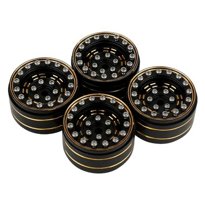 1.0 Brass Beadlock Wheel Rims 4PCS Wheels for All 1/24 Scale FCX24 Axial SCX24 Deadbolt C10 Gladiator 1/18 TRX4M RC Crawler Car Upgrades Parts (Pattern D)